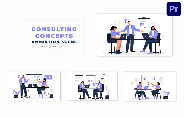 Corporate Business Consulting Flat Design Animation Scene